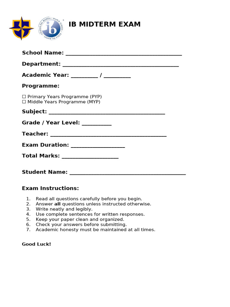 Exam Title Page | PDF