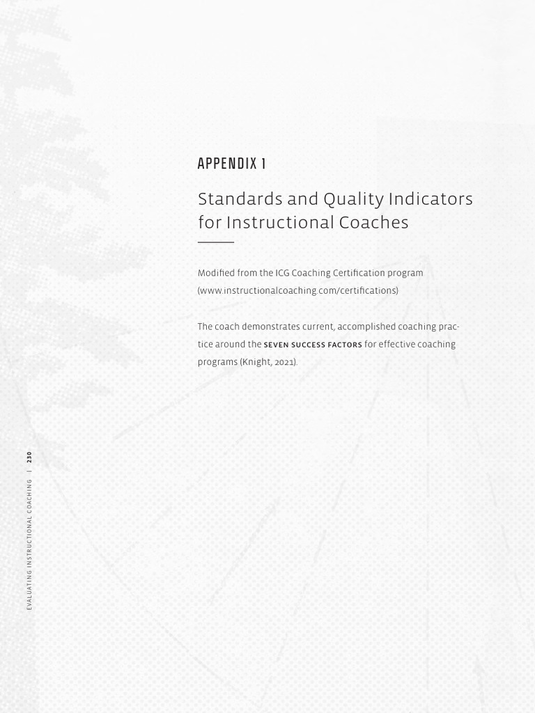 Quality Indicators For Instructional Coaching | PDF | Teachers | Leadership