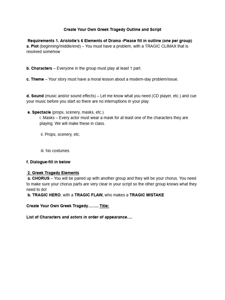 Greek Theatre Outline and Script - Google Docs | PDF