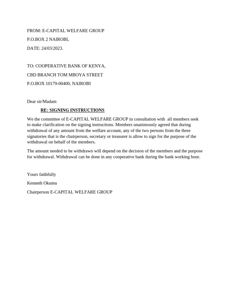 E-Capital Welfare Group Signing Instructions | PDF