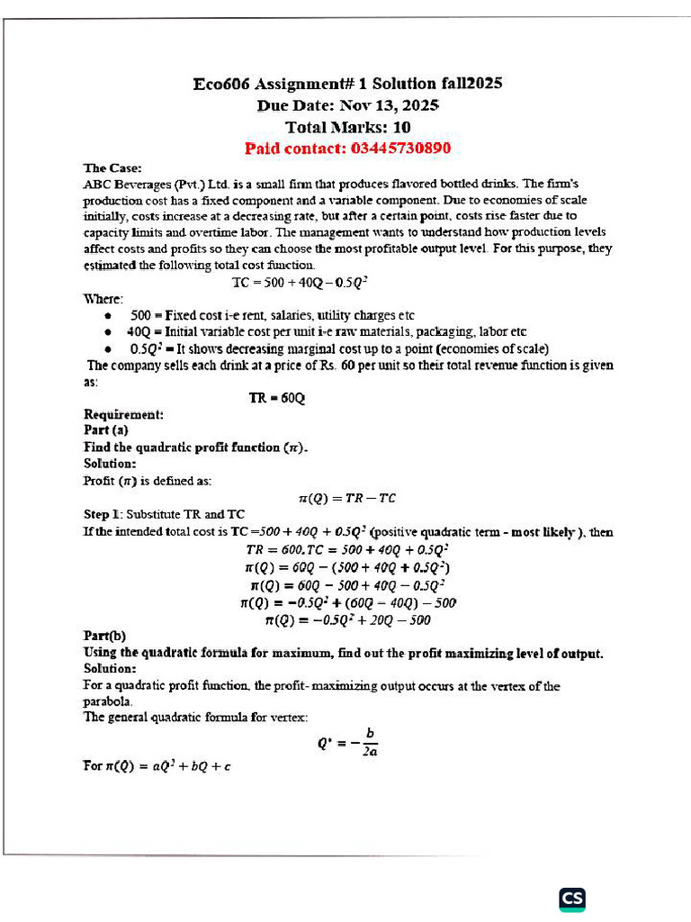 Eco606 Assignment Solution | PDF