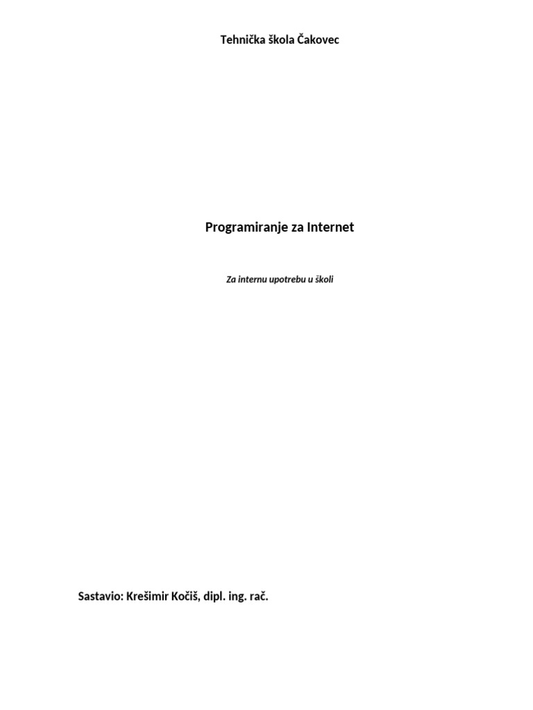 Programiranje Za Internet | PDF