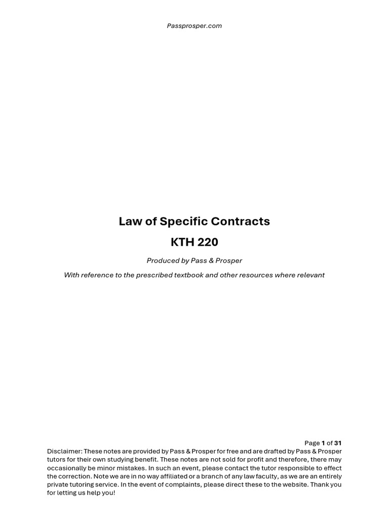 Law of Specific Contracts Overview | PDF | Prices | License