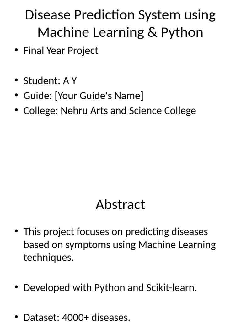 AI Disease Prediction System in Python | PDF | Machine Learning ...
