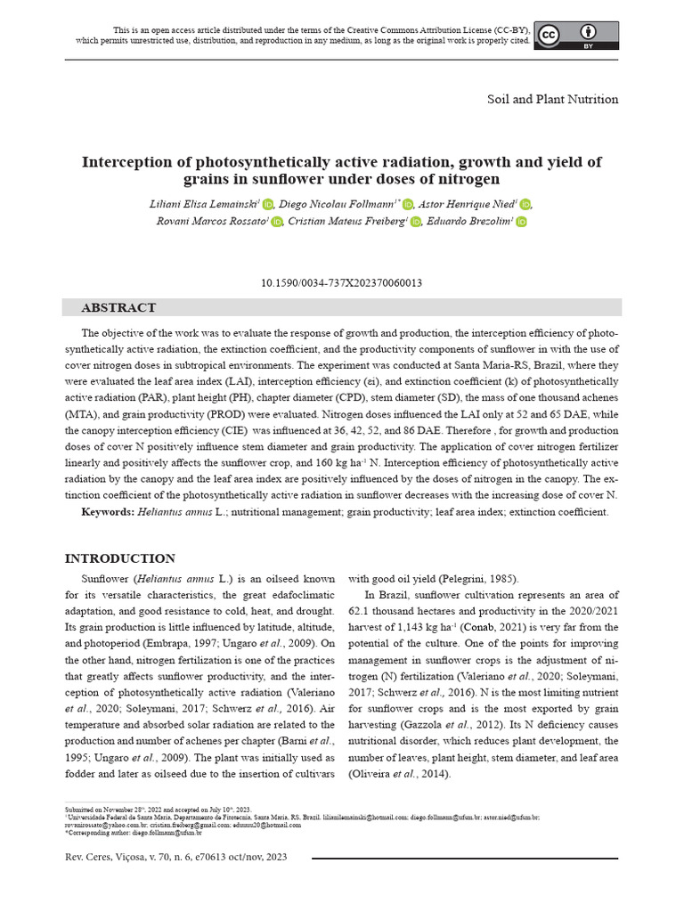 Sunflower Growth and Nitrogen Impact | PDF | Fertilizer | Sowing