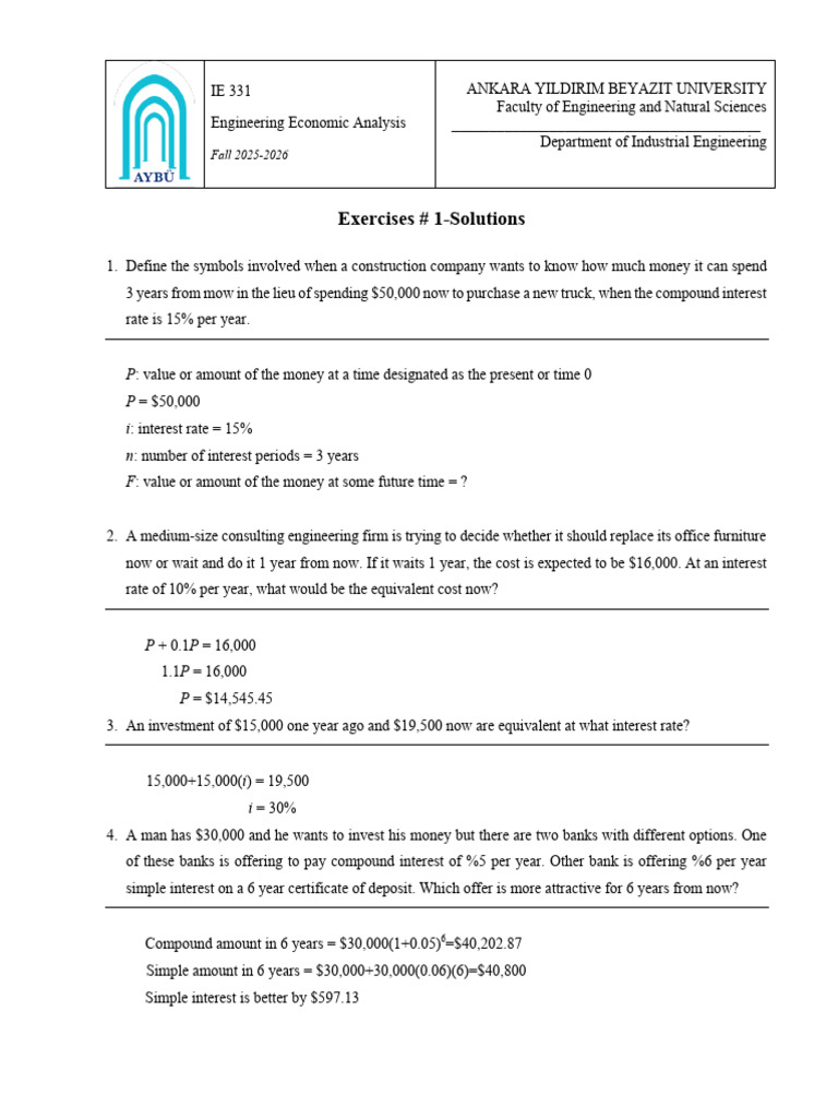 Engineering Economic Analysis Exercises | PDF | Interest | Interest Rates