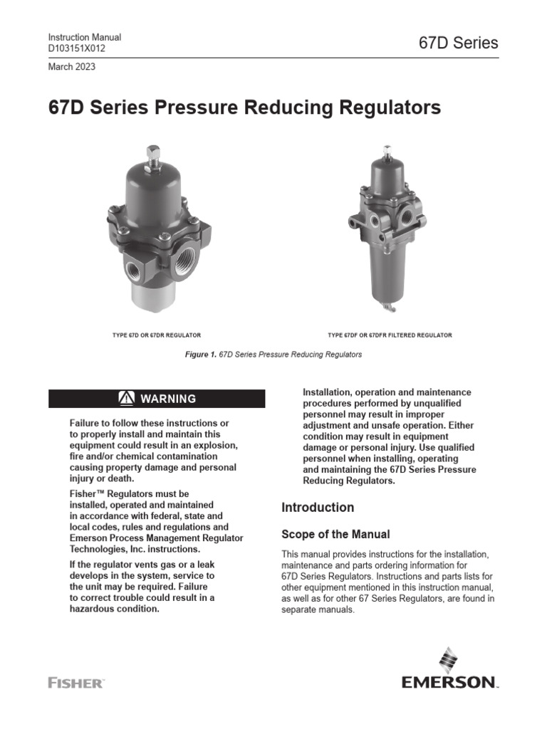 67D Series Regulator Instruction Manual | PDF | Valve | Hydraulics