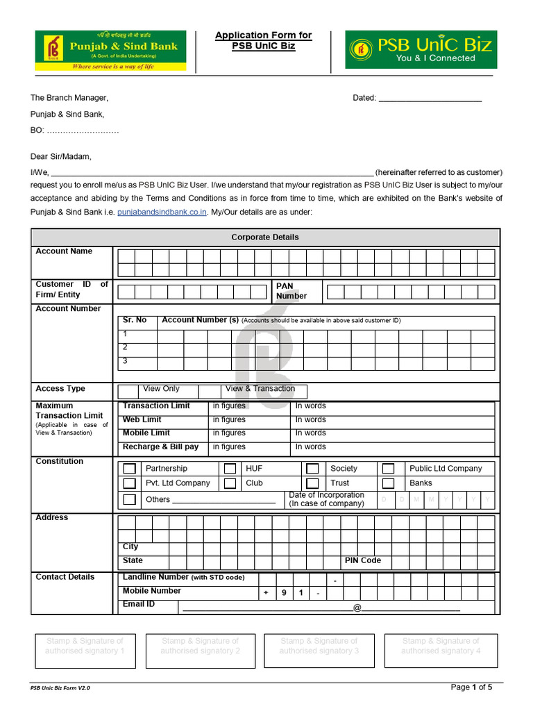 PSB UnIC Biz Application Form V2.0 | PDF | User (Computing) | Personal ...