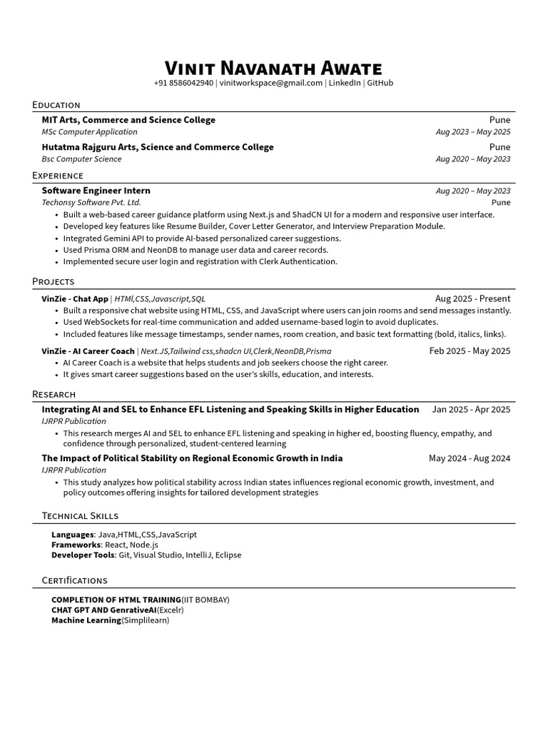 Software Engineer Intern Portfolio | PDF | Java Script | Artificial ...
