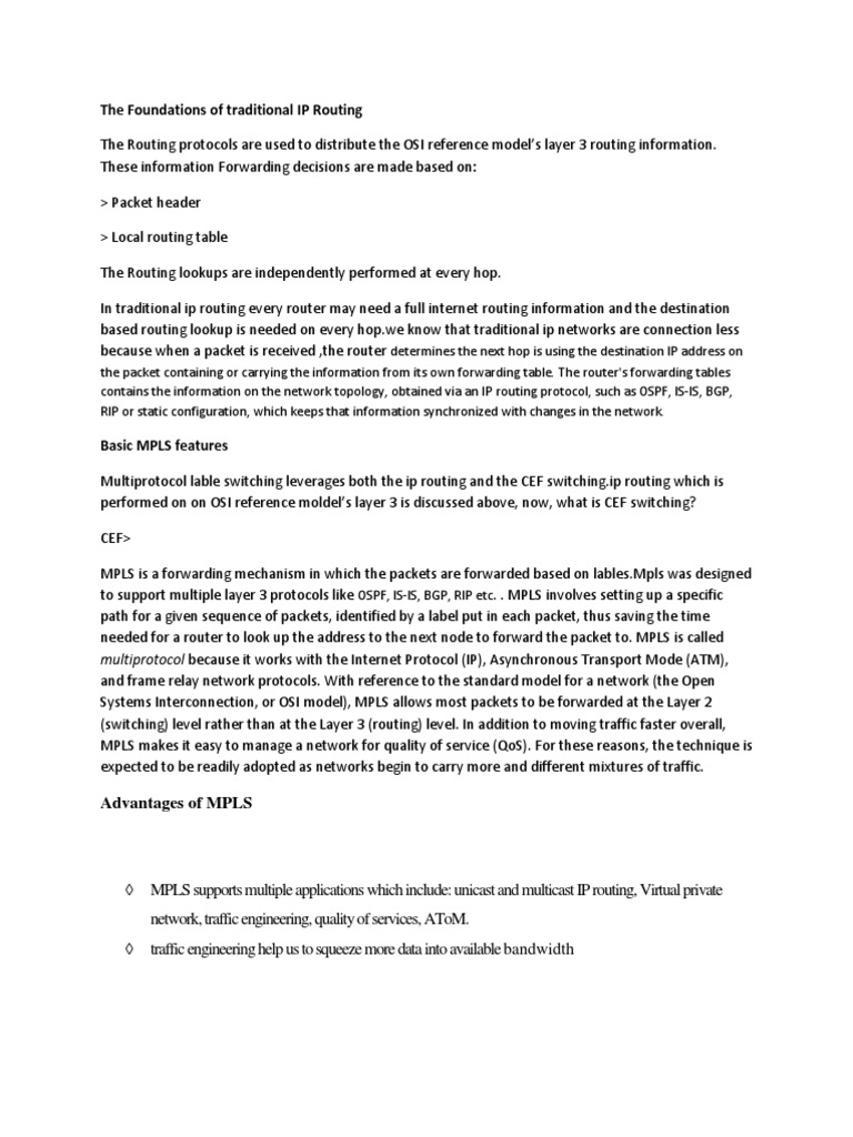 The Foundations of Traditional IP Routing | PDF | Multiprotocol Label ...