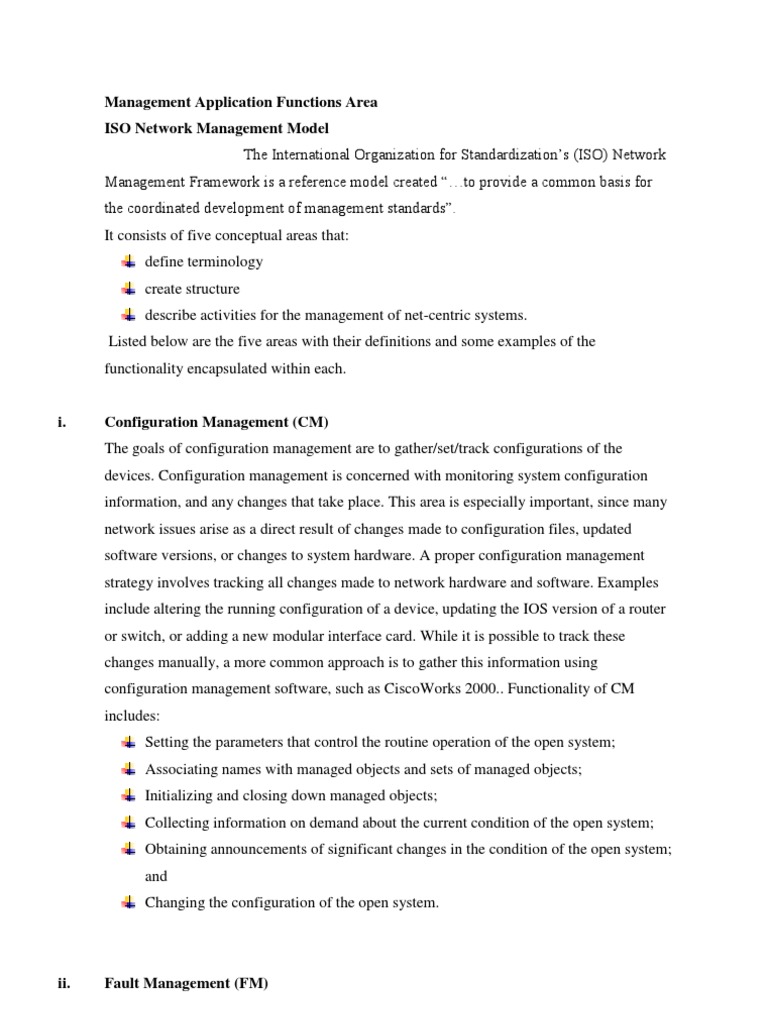 ISO Network Management Model PDF Computing Information Technology