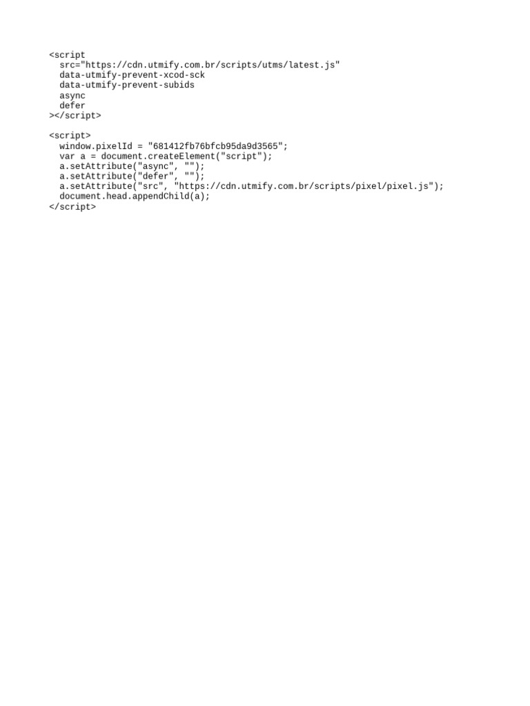 UTMify Tracking Script Integration | PDF
