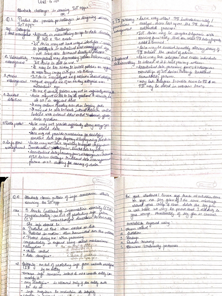 IoT - Unit 6 (Security in IoT) - Handwritten notes based on PYQs (2022 ...