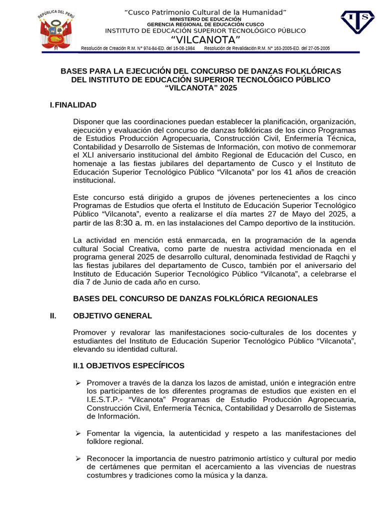 Concurso de Danzas Folklóricas 2025 en Cusco | PDF | Bailes