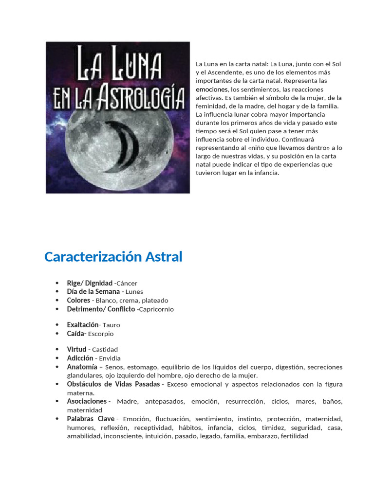 La Luna en la Carta Natal: Emociones y Signos | PDF | Las emociones | Luna