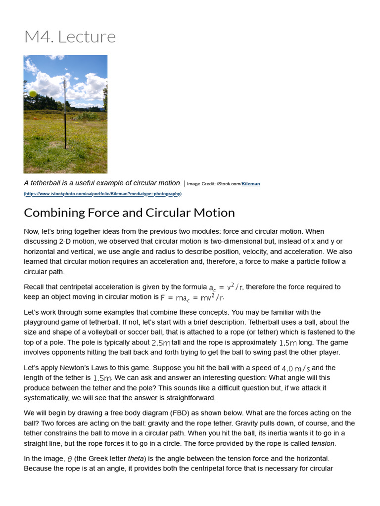 Force and Circular Motion Explained | PDF | Force | Acceleration