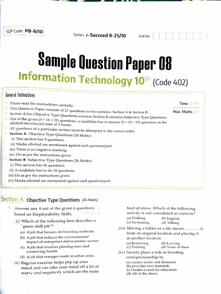IT Sample Question Paper for Students | PDF | Personal Protective ...
