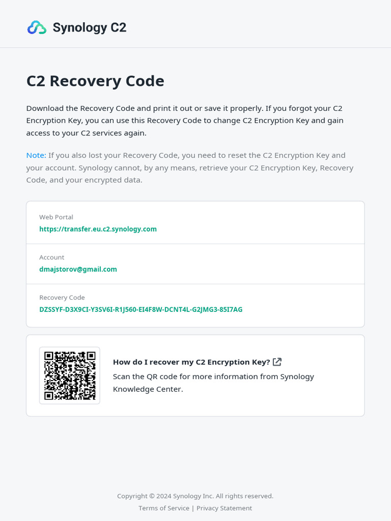 C2 Recovery Code | PDF