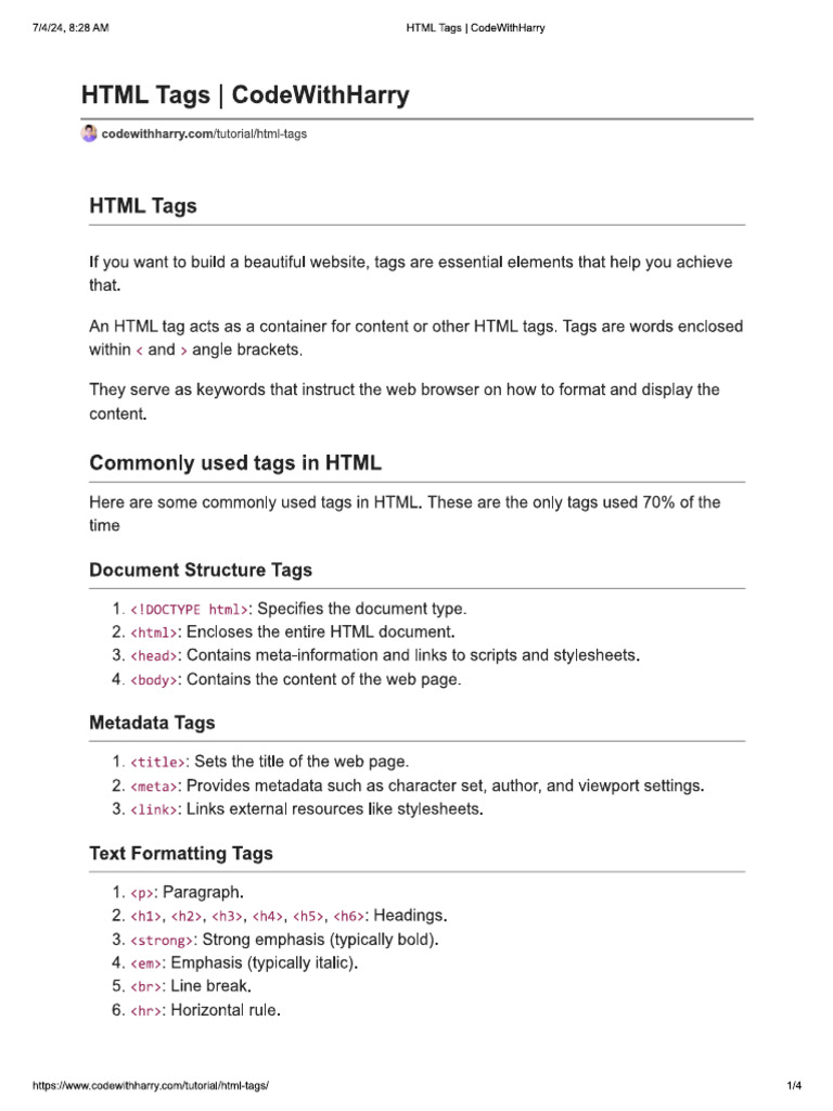 HTML Tag | PDF
