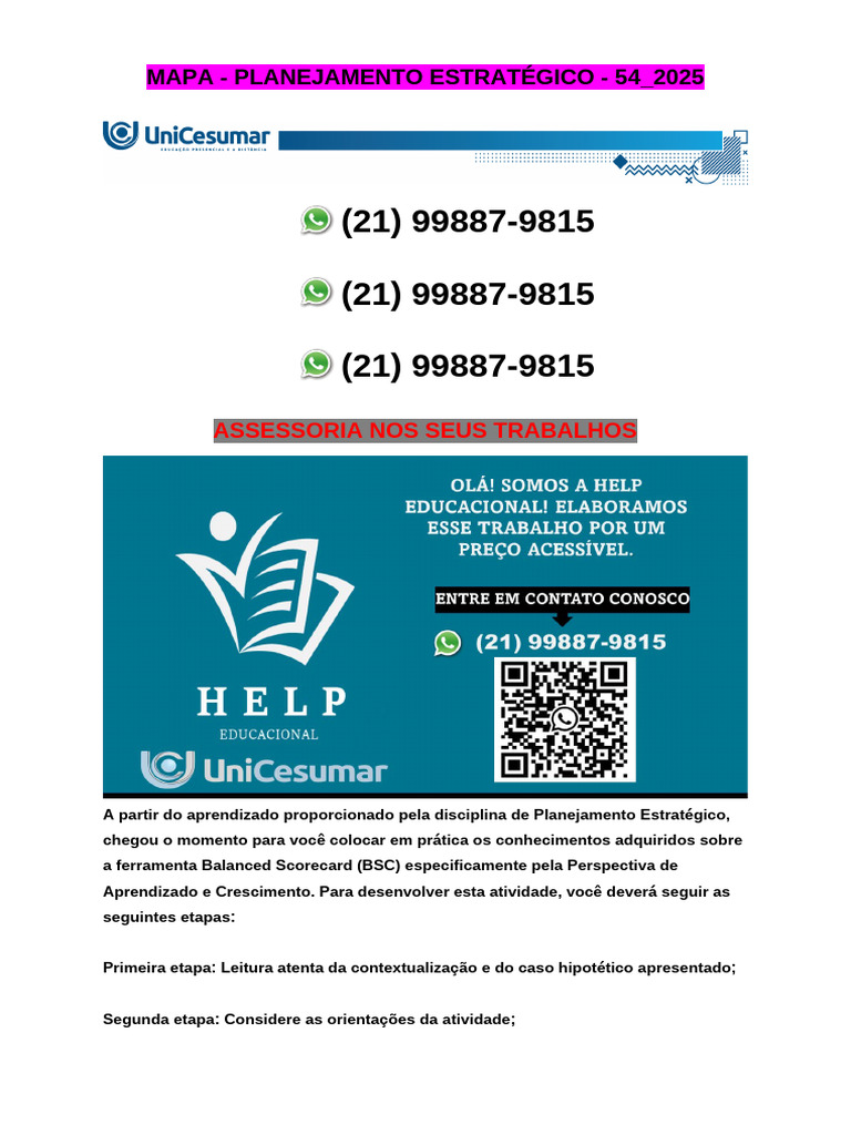 Planejamento Estratégico com BSC 2025 | PDF | Planejamento estratégico