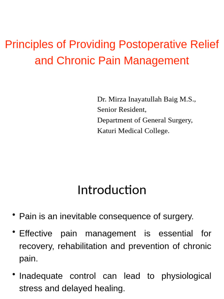 postoperative care and pain control | PDF | Pain Management | Analgesic