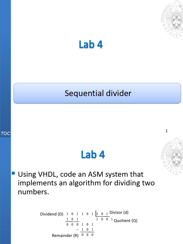 VHDL ASM Divider Implementation Guide | PDF | Division (Mathematics) | Vhdl