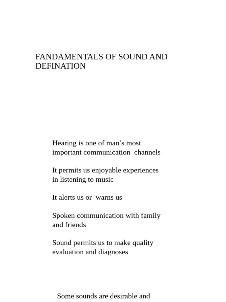 Lecture 01 Fandamentals of Sound and Defination | PDF