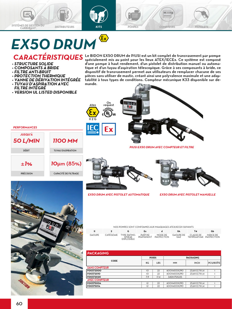 Kit de Transvasement ATEX EX50 DRUM | PDF | Hydrocarbures | Gaz