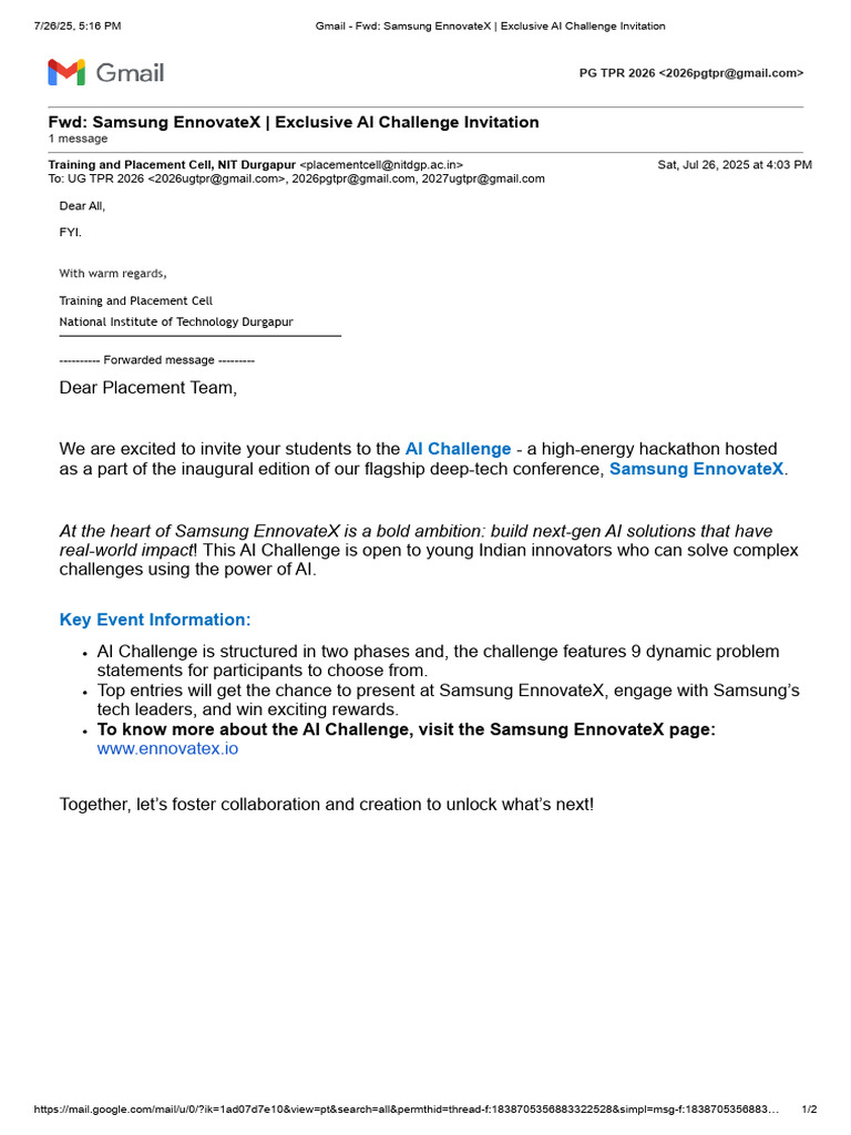 Samsung EnnovateX - Exclusive AI Challenge Invitation | PDF