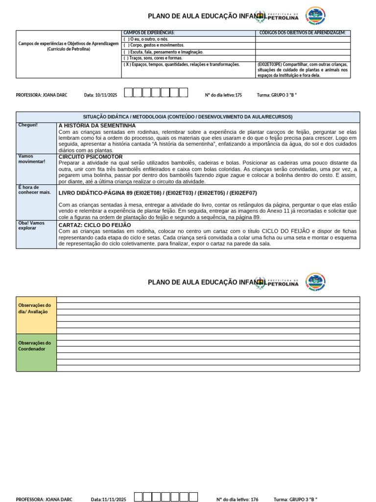 Aulas sobre Sementes e Plantas | PDF | Aprendizado | Educação Infantil