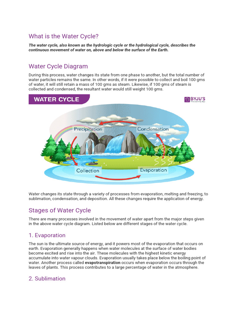 Water Cycle: Key Processes Explained | PDF | Water Cycle | Water
