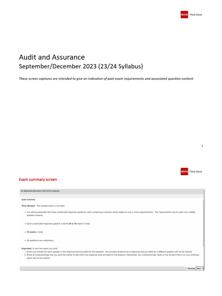 Audit and Assurance Exam Guide 2023 | PDF | Audit | Internal Control