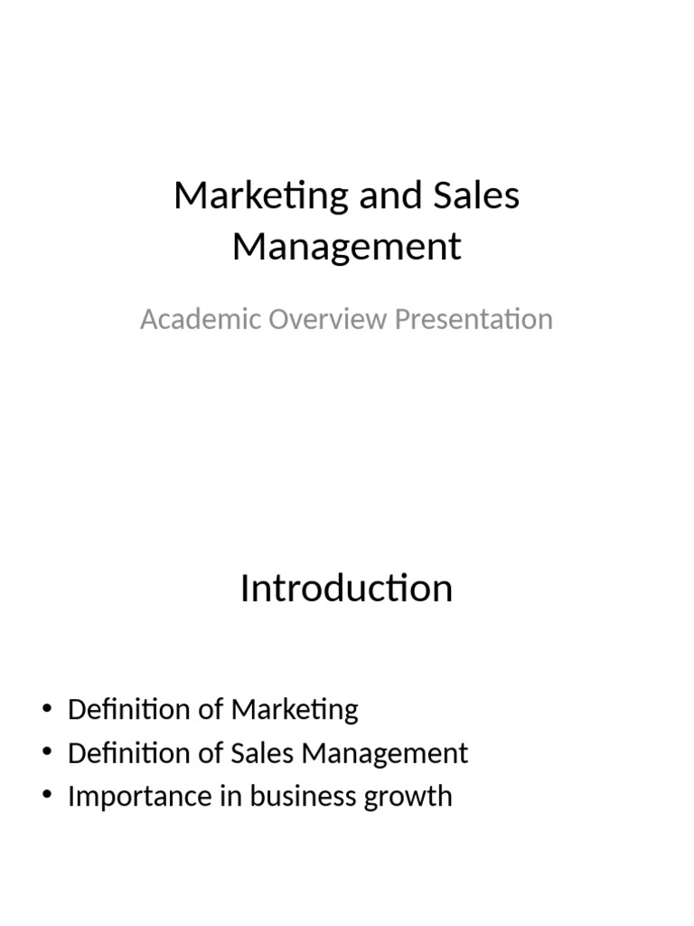 Marketing and Sales Management Overview | PDF
