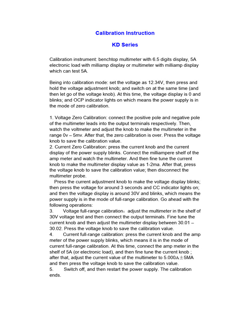 KD Series Calibration Guide | PDF