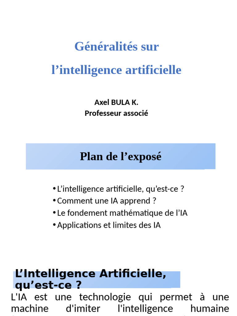 Introduction à l'Intelligence Artificielle | PDF | Intelligence ...