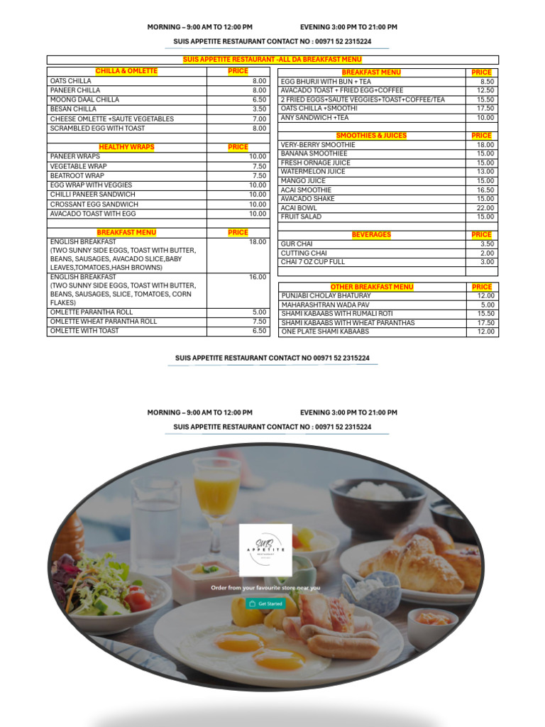 Suis Appetite Restaurant Menu Overview | PDF | Cuisine | Food And Drink ...