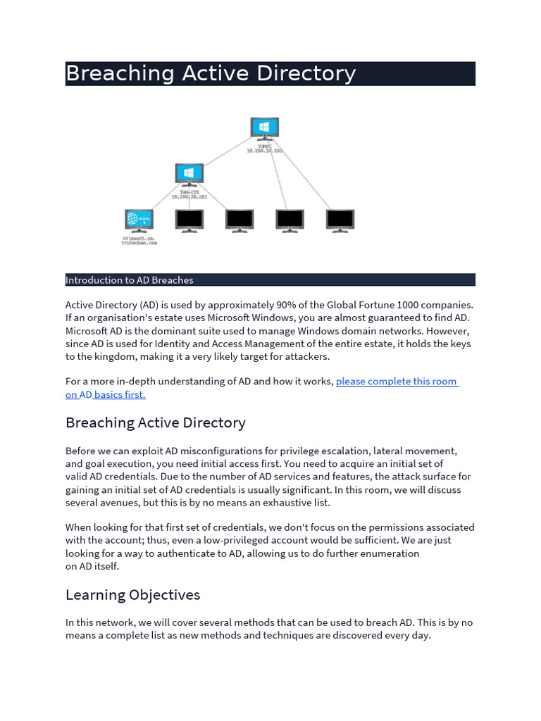 Techniques for Breaching Active Directory | PDF | Computer Network ...