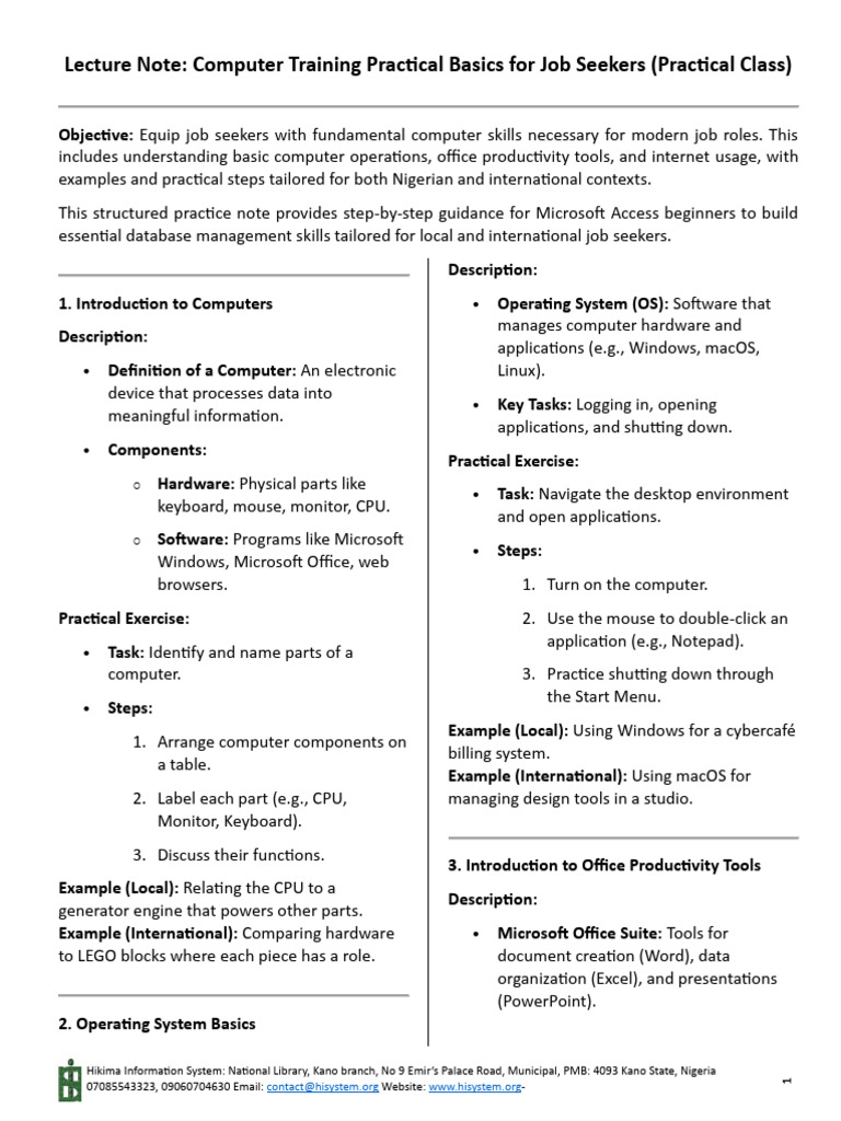 Computer Training for Job Seekers | PDF | Databases | Microsoft Access