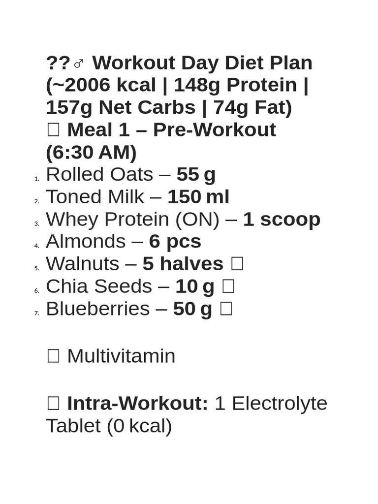 Updated Workout Day Meal Plan - 250806 - 162120 | PDF