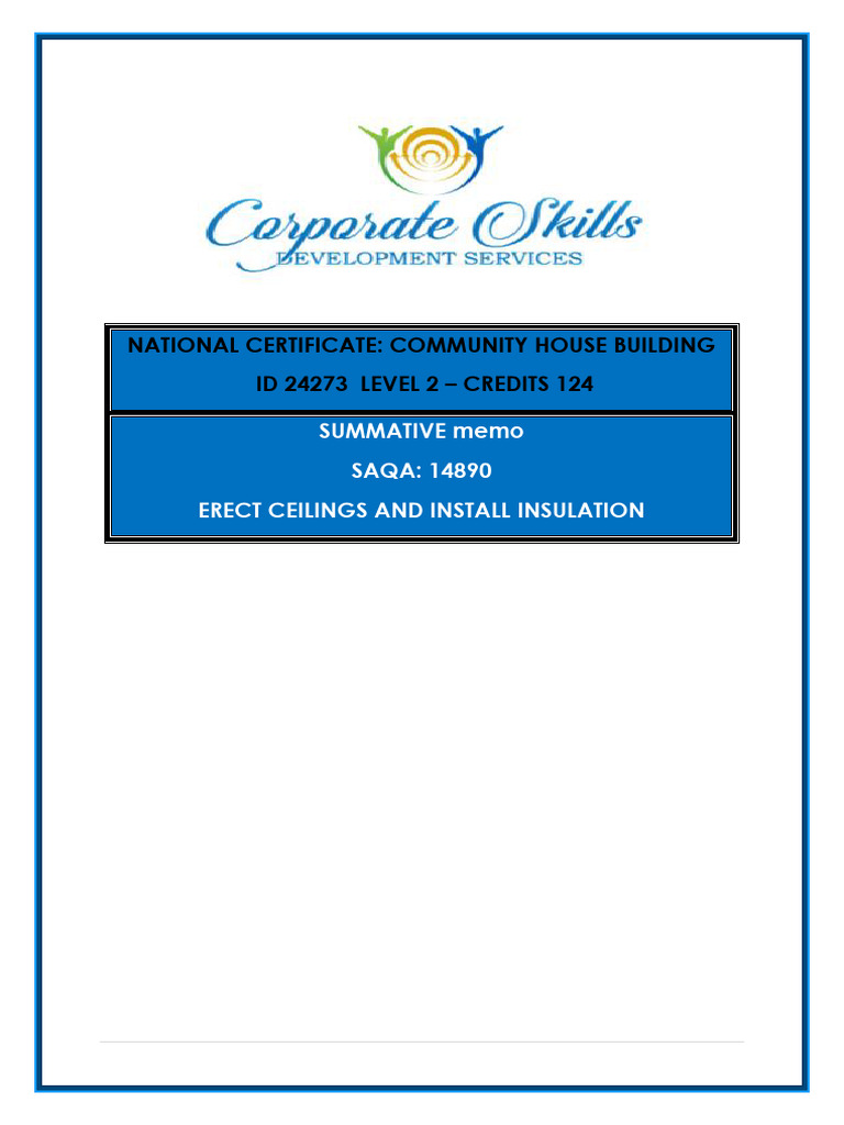 SAQA - 14890 - Summative Memo | PDF | Educational Assessment