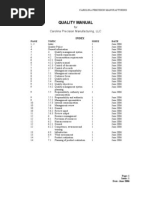 Quality Manual: For Carolina Precision Manufacturing, LLC Index