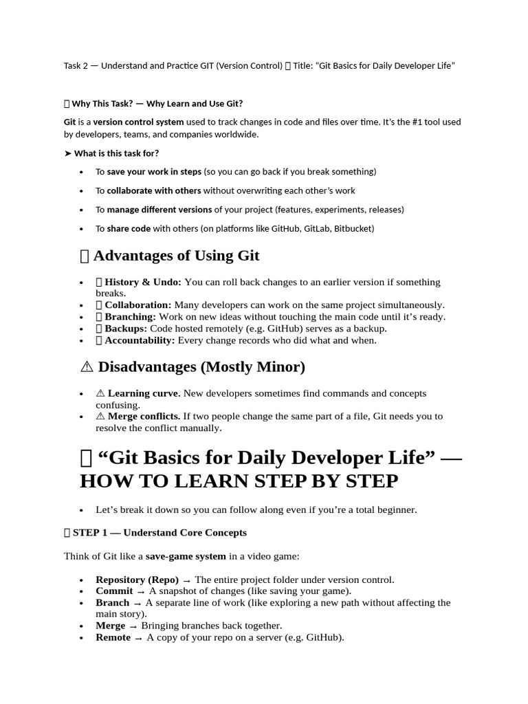 Git Basics for Developers: A Guide | PDF | Version Control | System ...