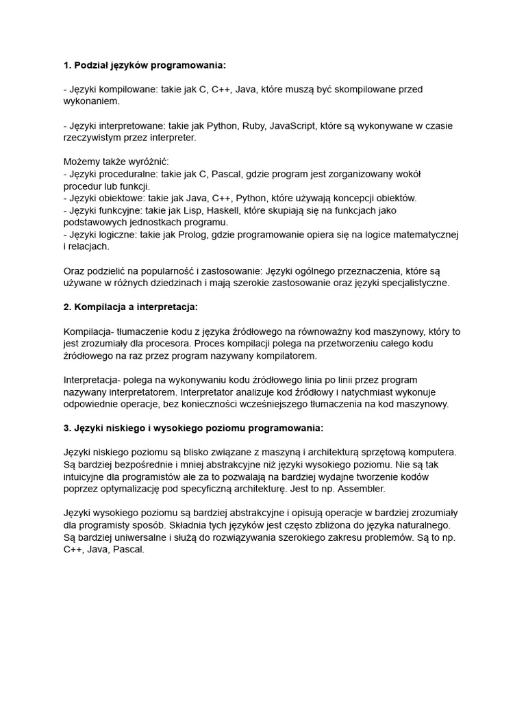 Jezyki Programowania W | PDF