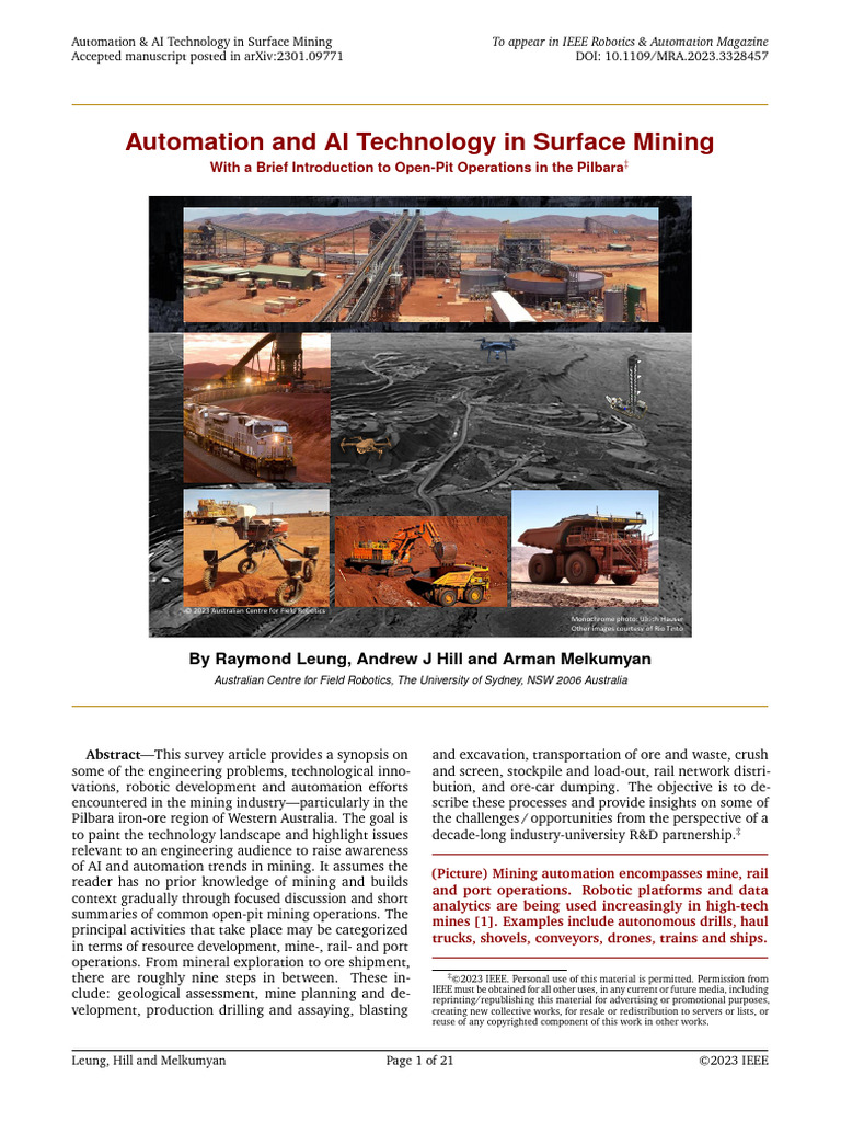 Automation and AI Technology in Surface Mining | PDF | Mining ...