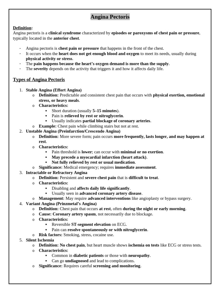 Notes A | PDF | Myocardial Infarction | Coronary Artery Disease