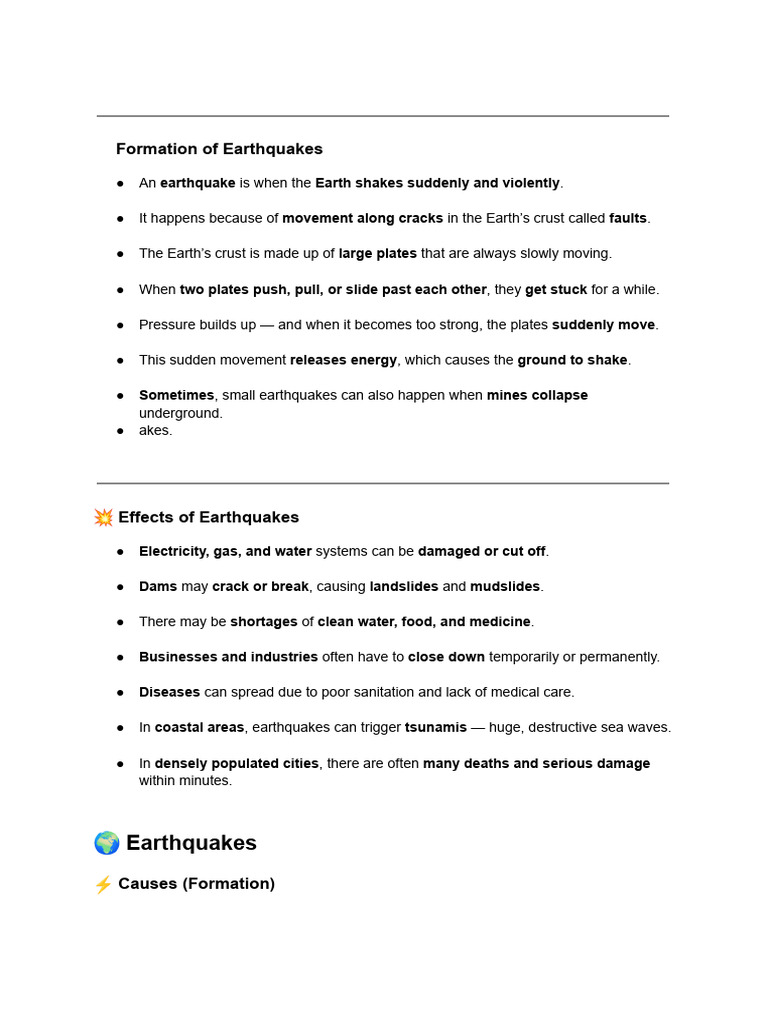 ? Causes Andeffects of Earthquakes and Volcanoes | PDF | Volcano ...