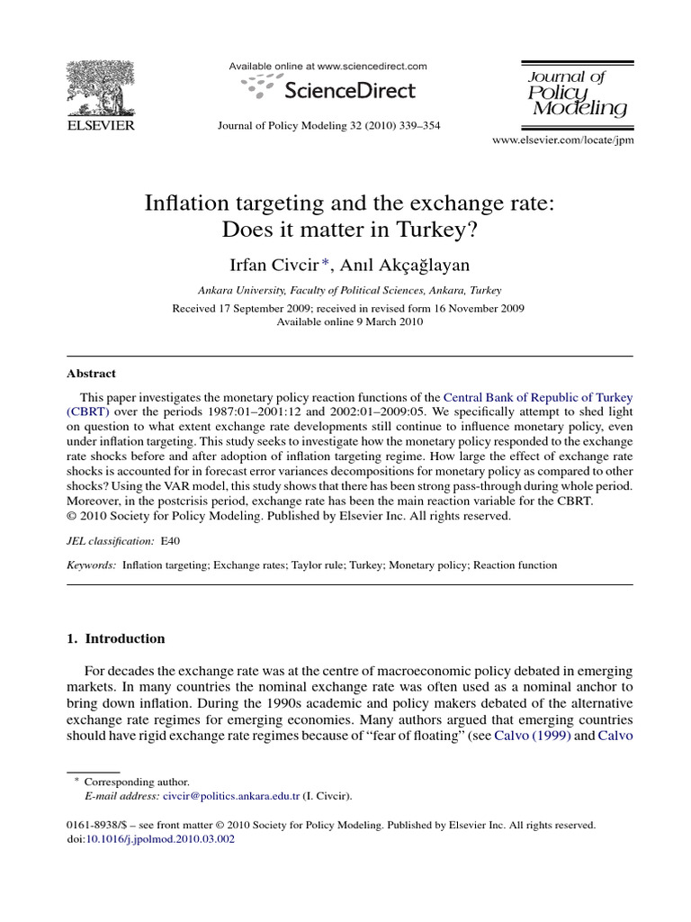 Turkey's Inflation Targeting & Exchange Rates | PDF | Monetary Policy ...