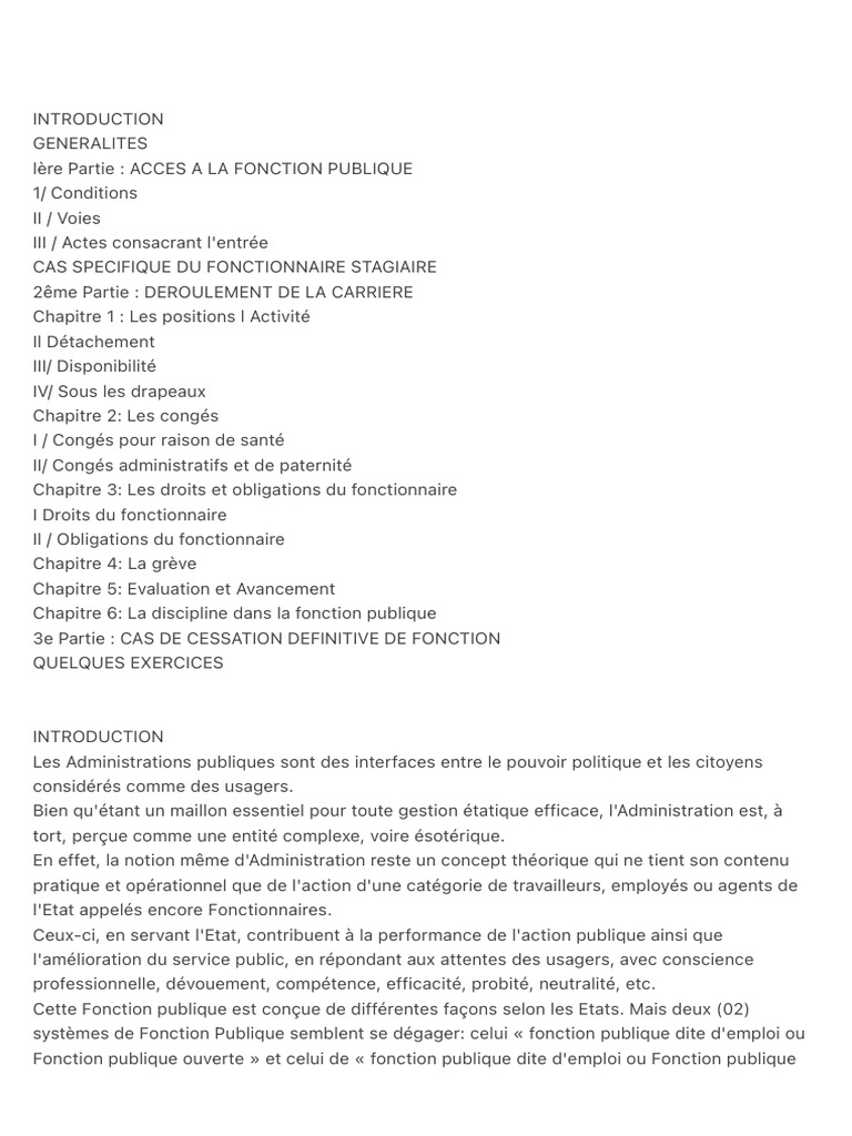 Guide sur le Statut des Fonctionnaires | PDF | Congé maladie | Liberté ...