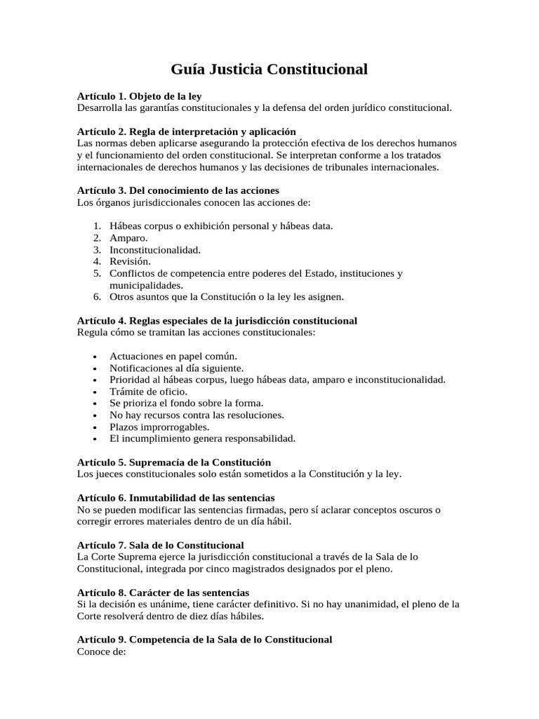 Guía de Justicia Constitucional y Hábeas Corpus | PDF | Habeas corpus ...