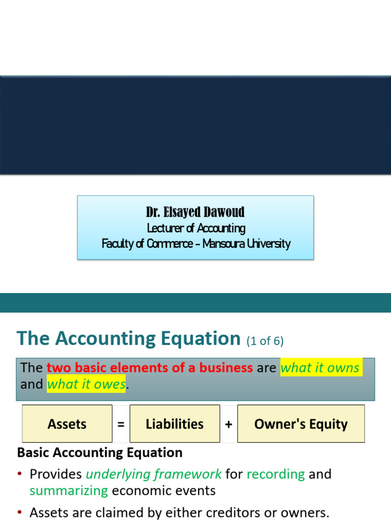 Understanding the Accounting Equation | PDF | Equity (Finance) | Debits ...